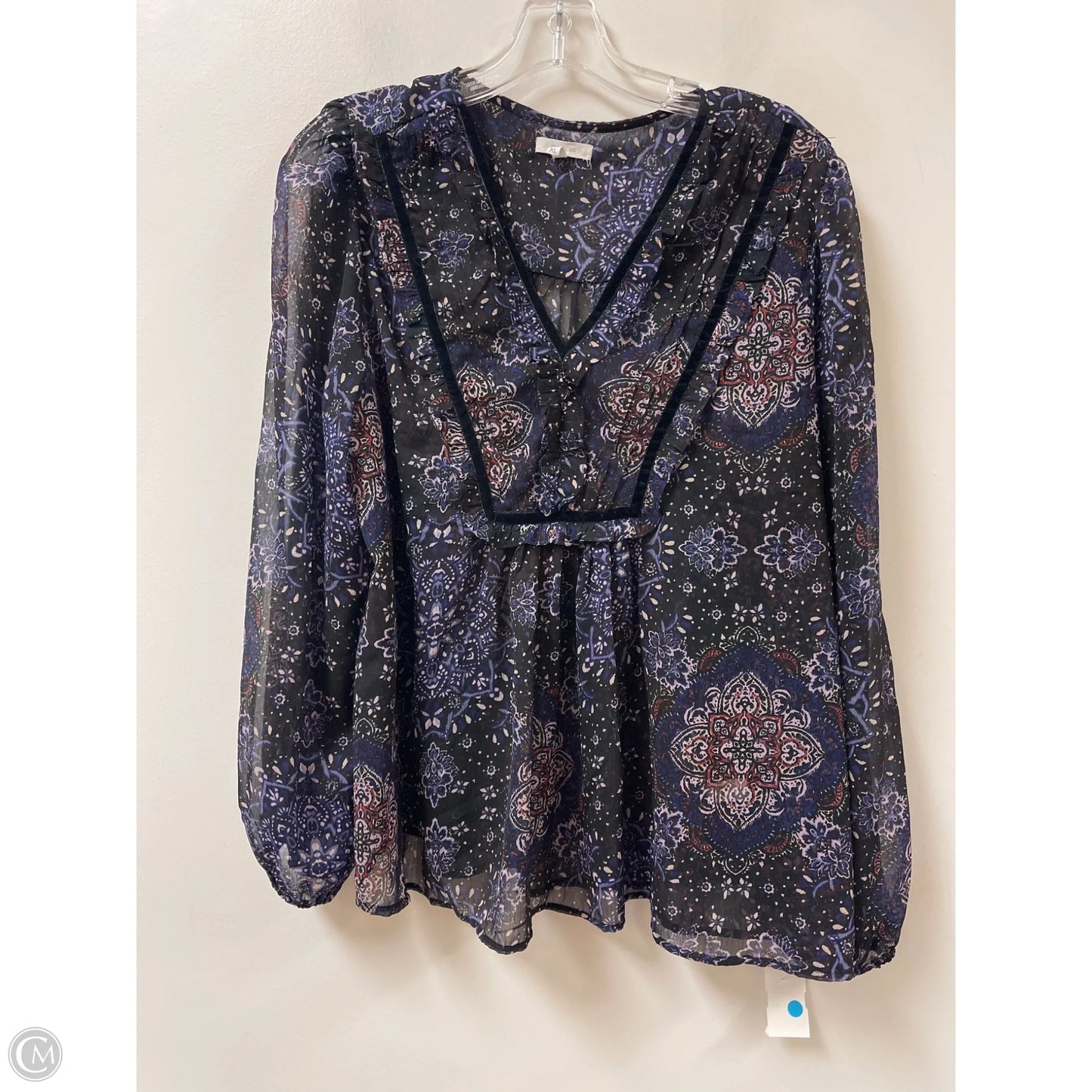 Top Long Sleeve By Maurices In Black & Purple, Size: Xl