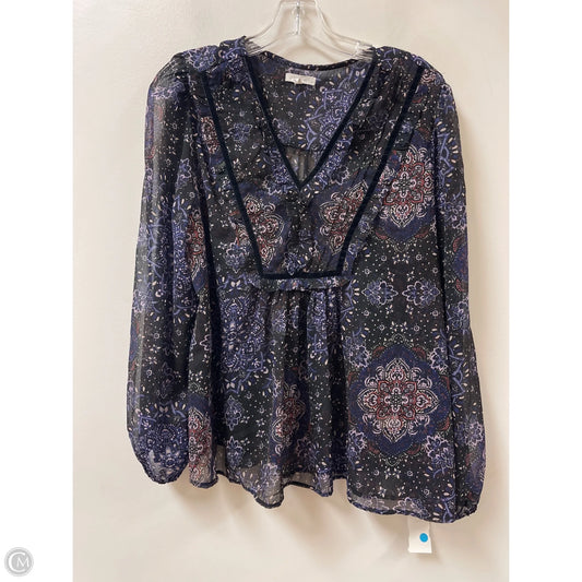Top Long Sleeve By Maurices In Black & Purple, Size: Xl