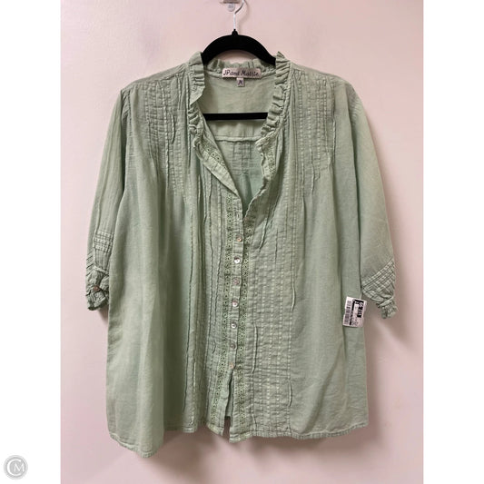 Blouse Short Sleeve By Clothes Mentor In Green, Size: M