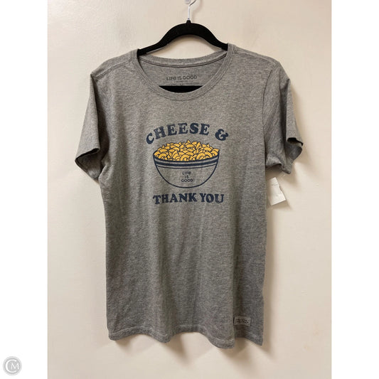 Top Short Sleeve By Life Is Good In Grey, Size: M