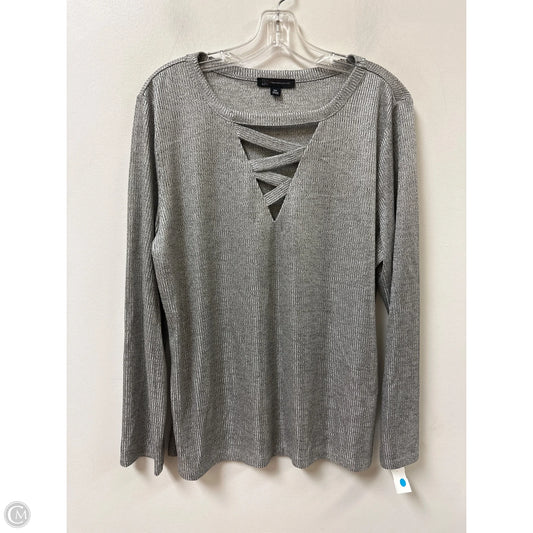 Top Long Sleeve By Inc In Silver, Size: 1x