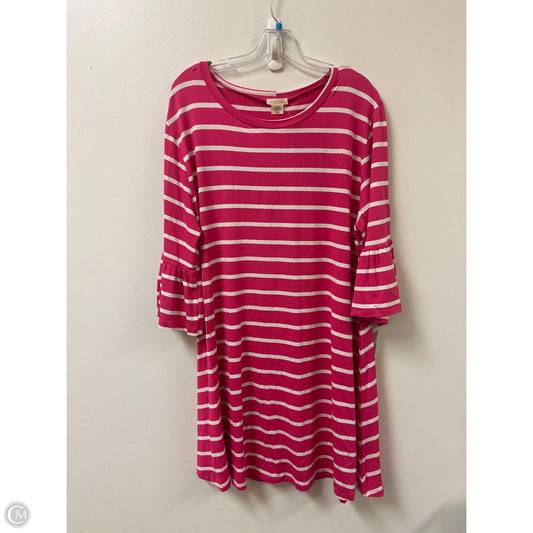 Dress Casual Short By Yelete In Pink & White, Size: 3x