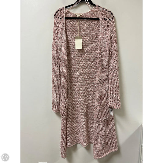 Sweater Cardigan By Reborn J In Pink & White, Size: 3x