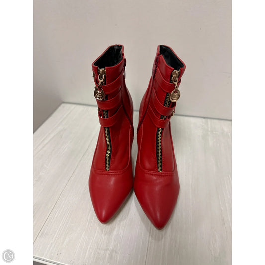 Boots Ankle Heels By Clothes Mentor In Red, Size: 8.5