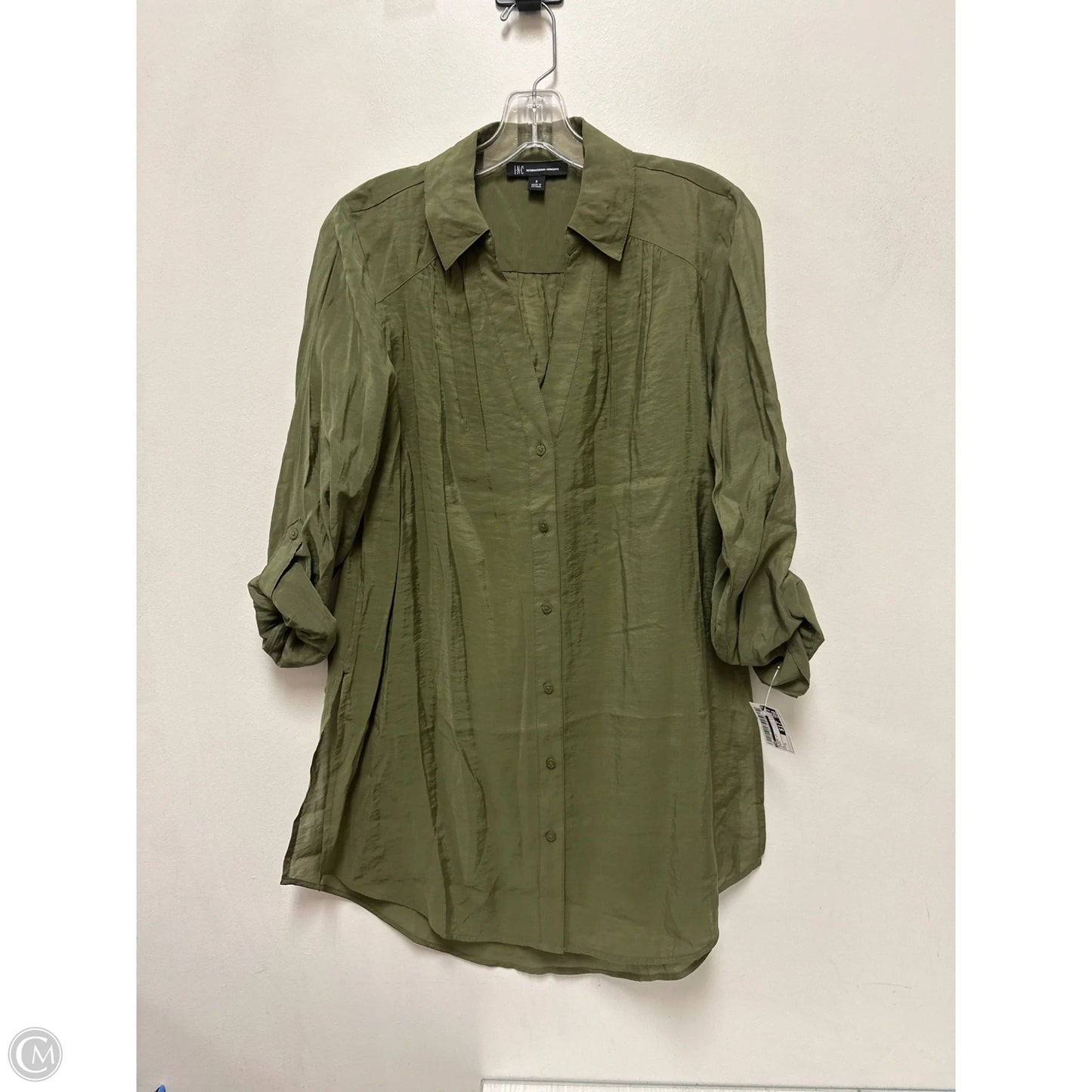 Blouse Long Sleeve By Inc In Green, Size: S