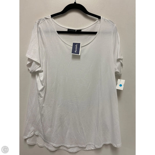 Top Short Sleeve By Tahari By Arthur Levine In White, Size: 1x