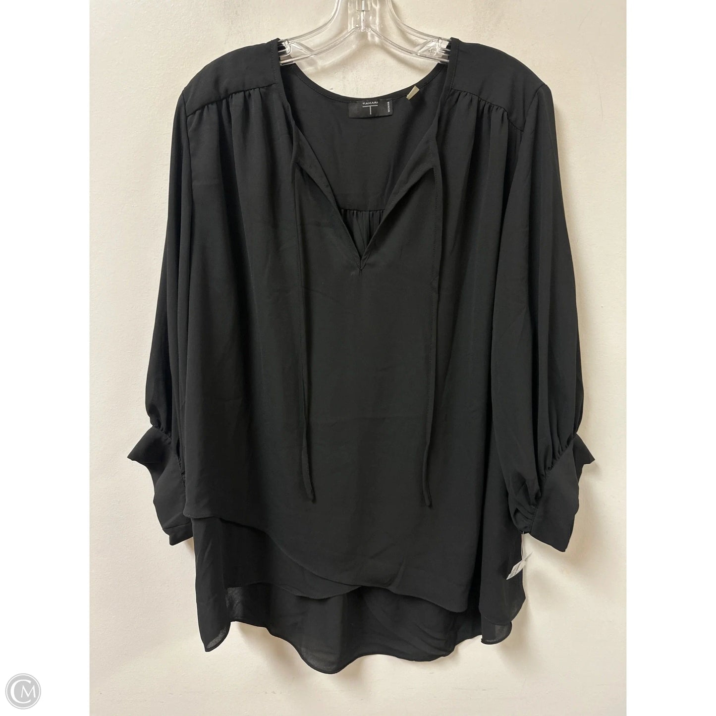 Top Long Sleeve By T Tahari In Black, Size: 1x