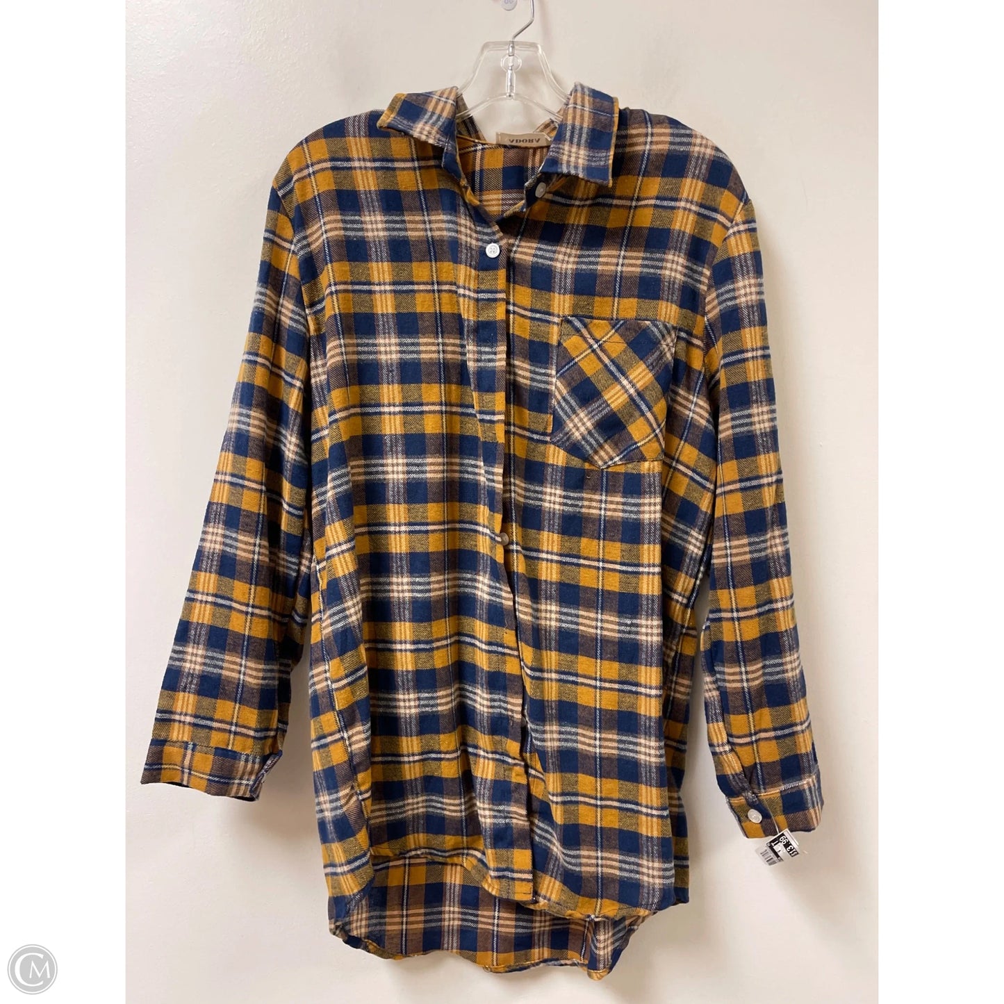 Blouse Long Sleeve By Clothes Mentor In Blue & Yellow, Size: L