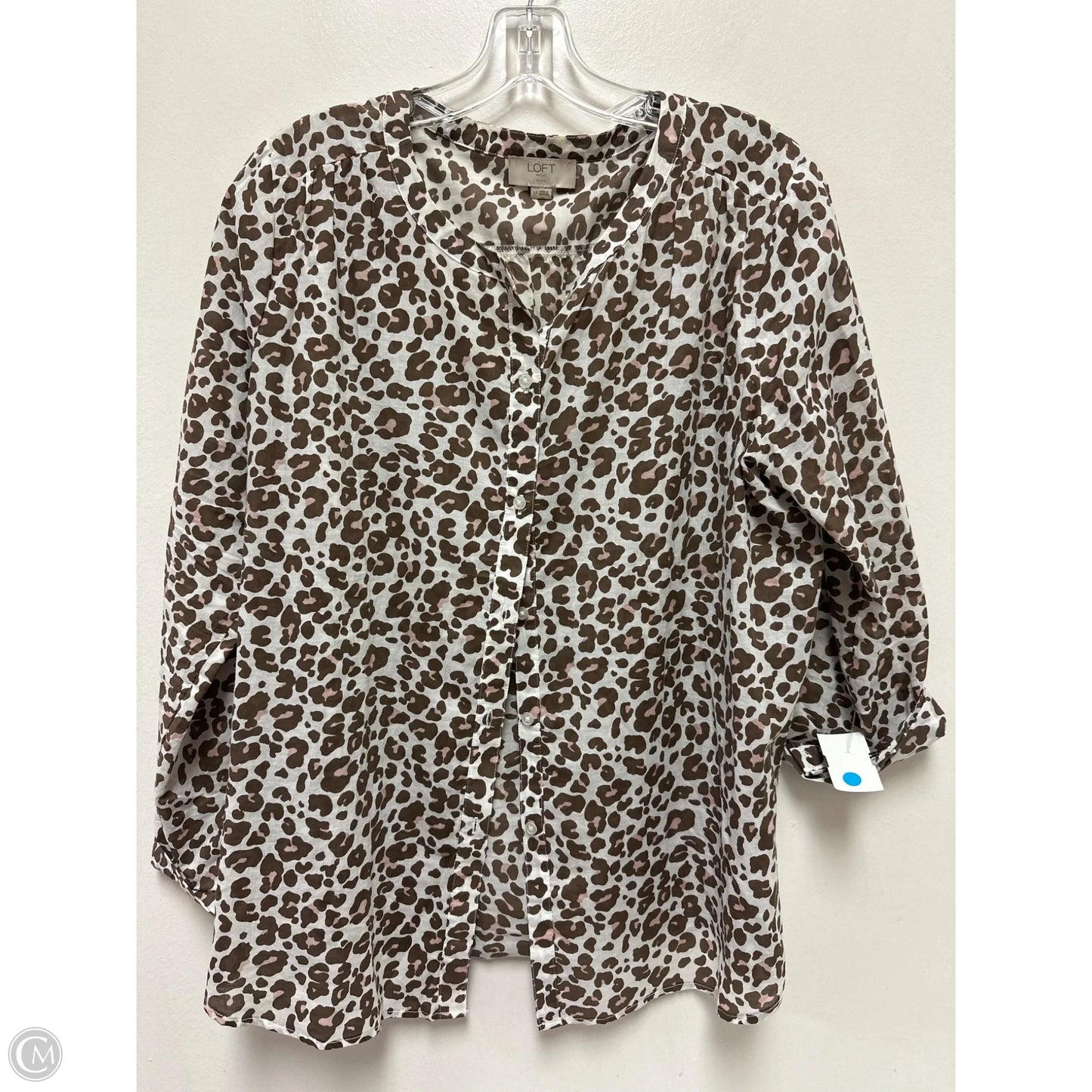 Blouse Long Sleeve By Loft In Animal Print, Size: Lp