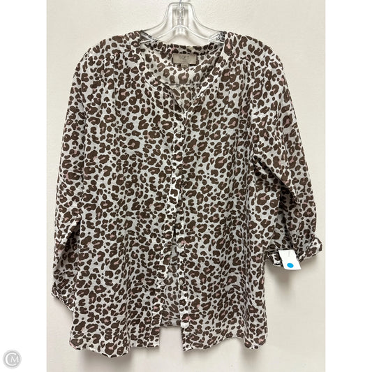 Blouse Long Sleeve By Loft In Animal Print, Size: Lp