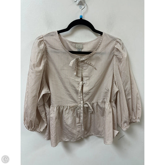 Top Long Sleeve By A New Day In Striped Pattern, Size: M