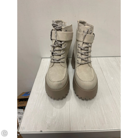 Boots Ankle Heels By Soda In Cream, Size: 10