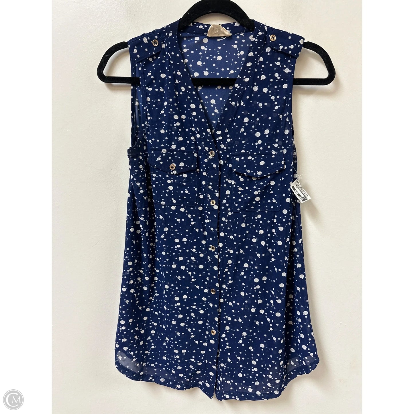 Top Sleeveless By Clothes Mentor In Blue & White, Size: S