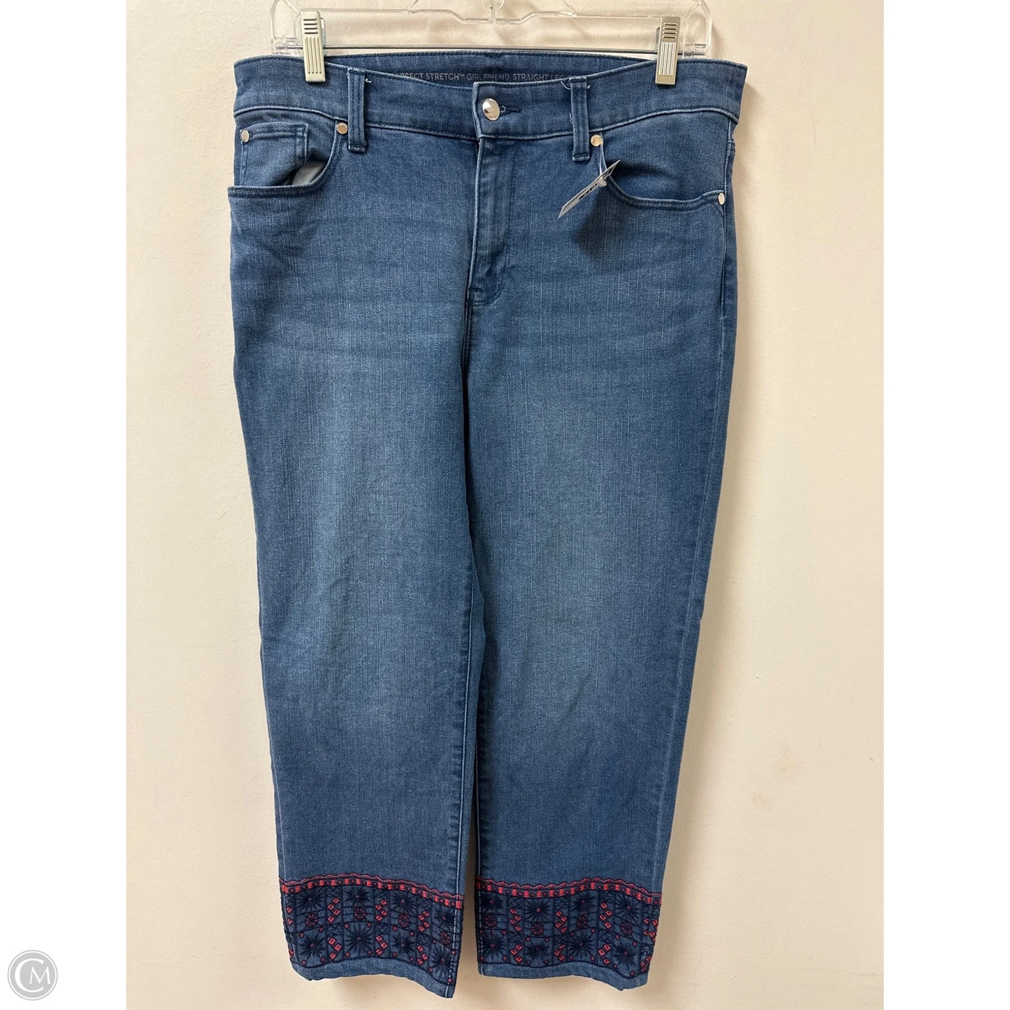 Jeans Straight By Chicos In Blue Denim, Size: 8