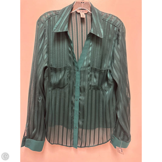 Blouse Long Sleeve By White House Black Market In Green, Size: L