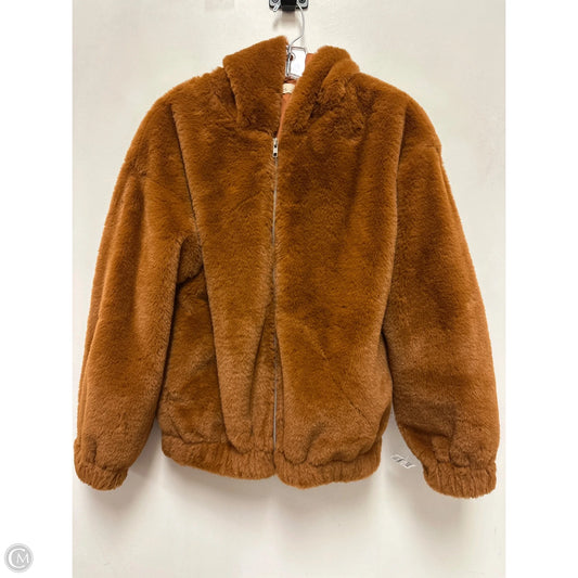 Jacket Faux Fur & Sherpa By Elan In Brown, Size: M
