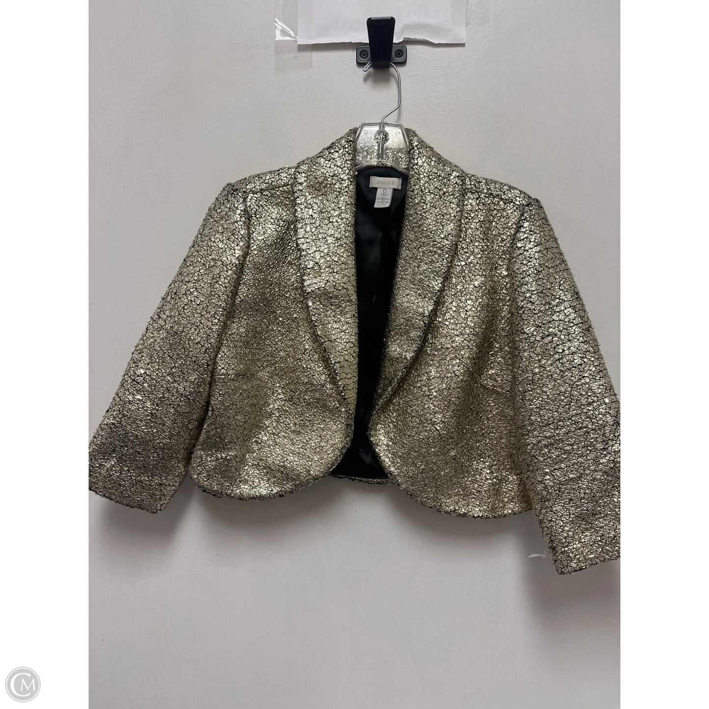Blazer By Chicos In Black & Gold, Size: S