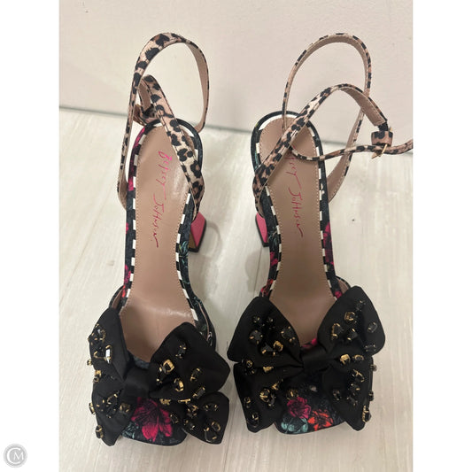 Sandals Heels Block By Betsey Johnson In Multi-colored, Size: 8.5