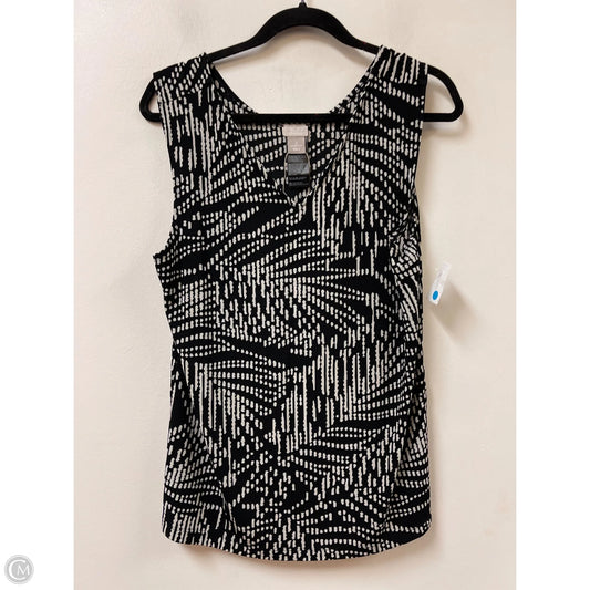 Top Sleeveless By Chicos In Black & Cream, Size: L