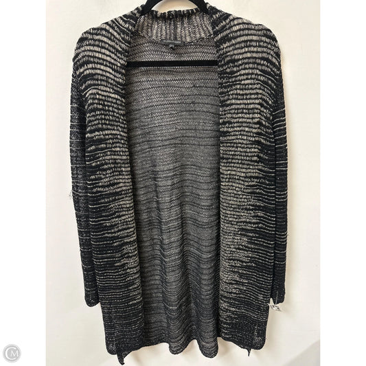 Sweater Cardigan By Eileen Fisher In Black & Cream, Size: Xl