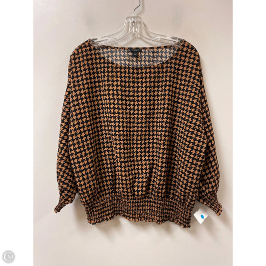 Top Long Sleeve By Ann Taylor In Black & Brown, Size: L