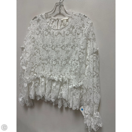 Top Long Sleeve By H&m In White, Size: M
