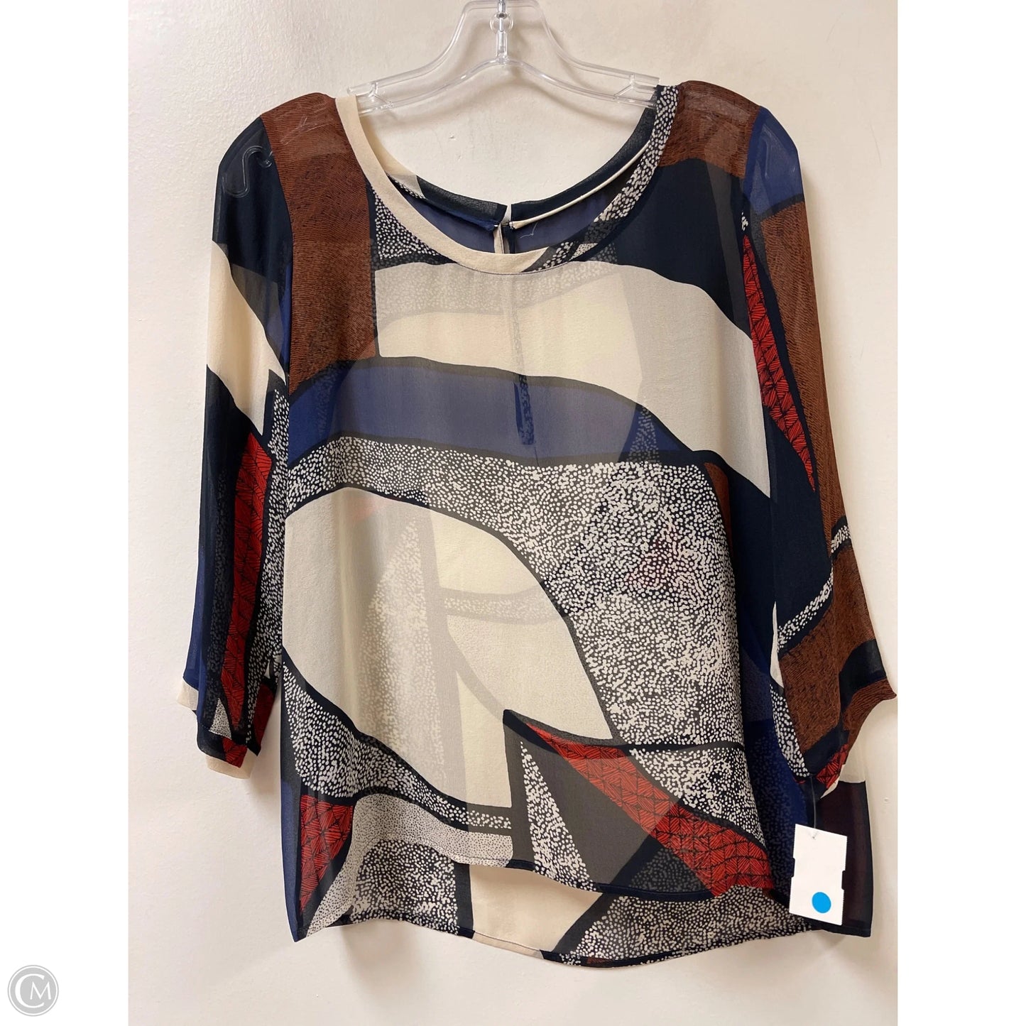 Top Long Sleeve By Clothes Mentor In Blue & Cream, Size: S