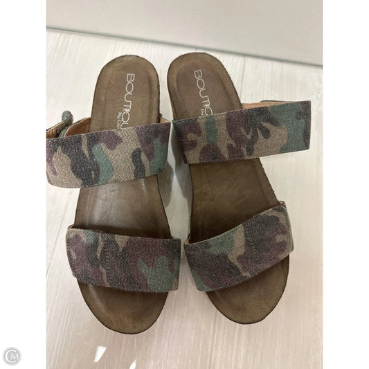 Sandals Heels Wedge By Boutique + In Camouflage Print, Size: 9