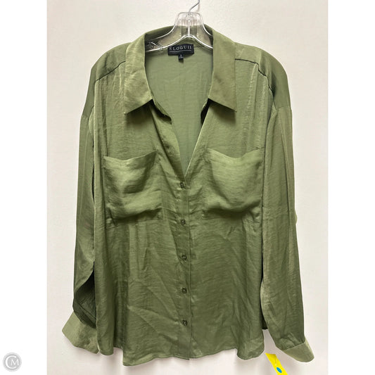 Blouse Long Sleeve By Eloquii In Green, Size: 1x