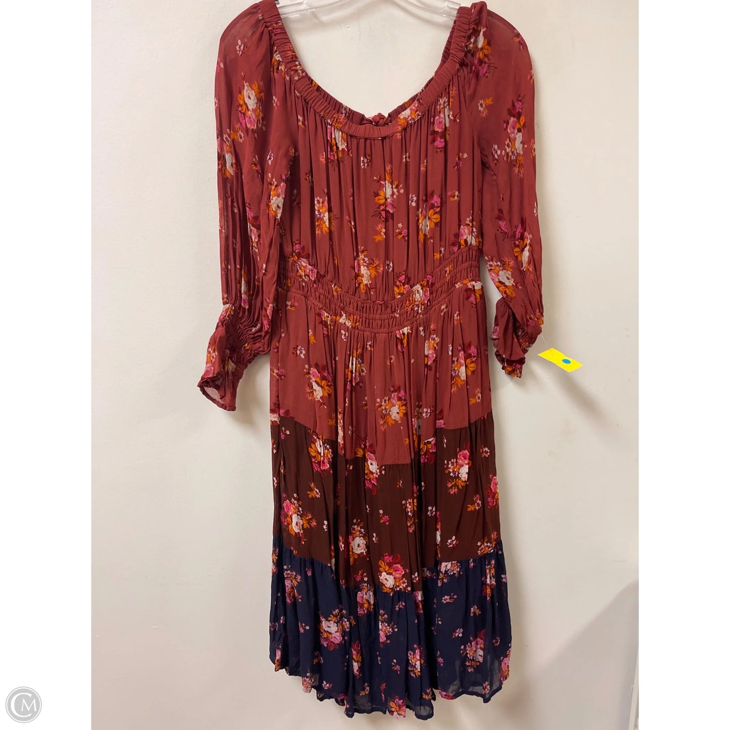 Dress Casual Midi By Anthropologie In Orange & Purple, Size: Sp