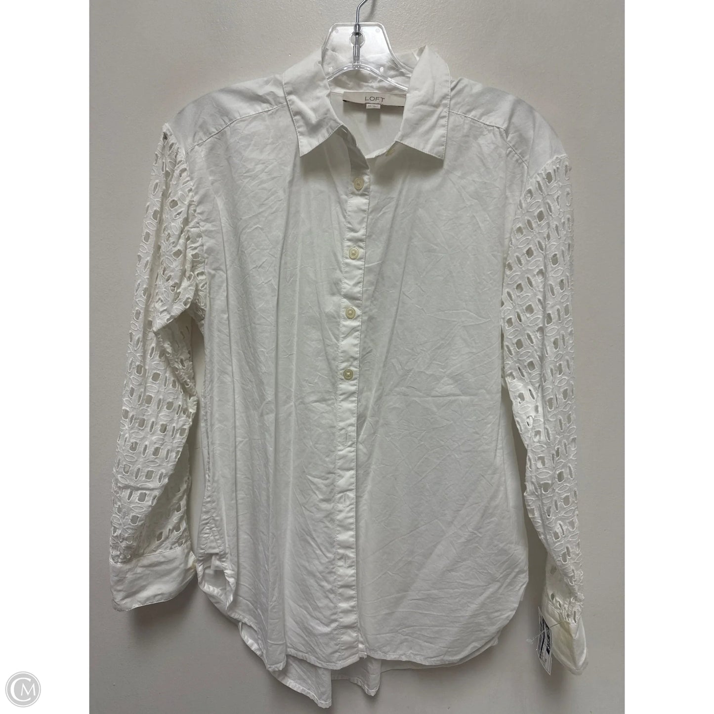 Blouse Long Sleeve By Loft In White, Size: Xs