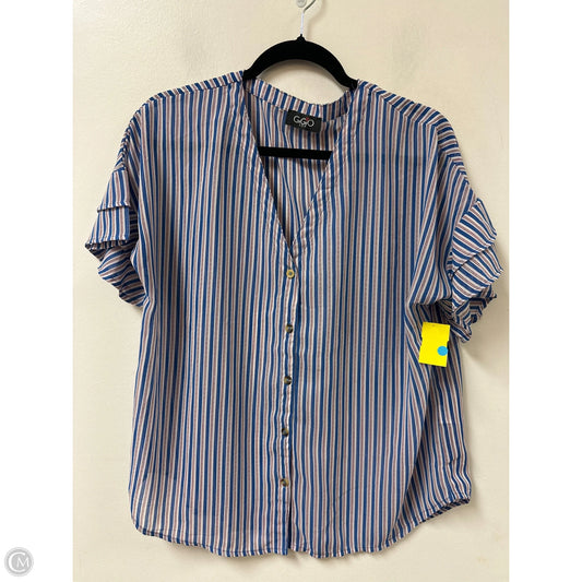 Blouse Short Sleeve By Gigio In Blue & Red & White, Size: M