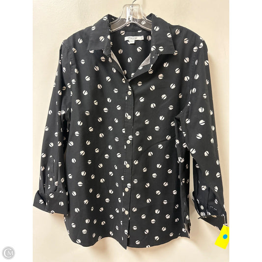 Blouse Long Sleeve By Chicos In Black & White, Size: M