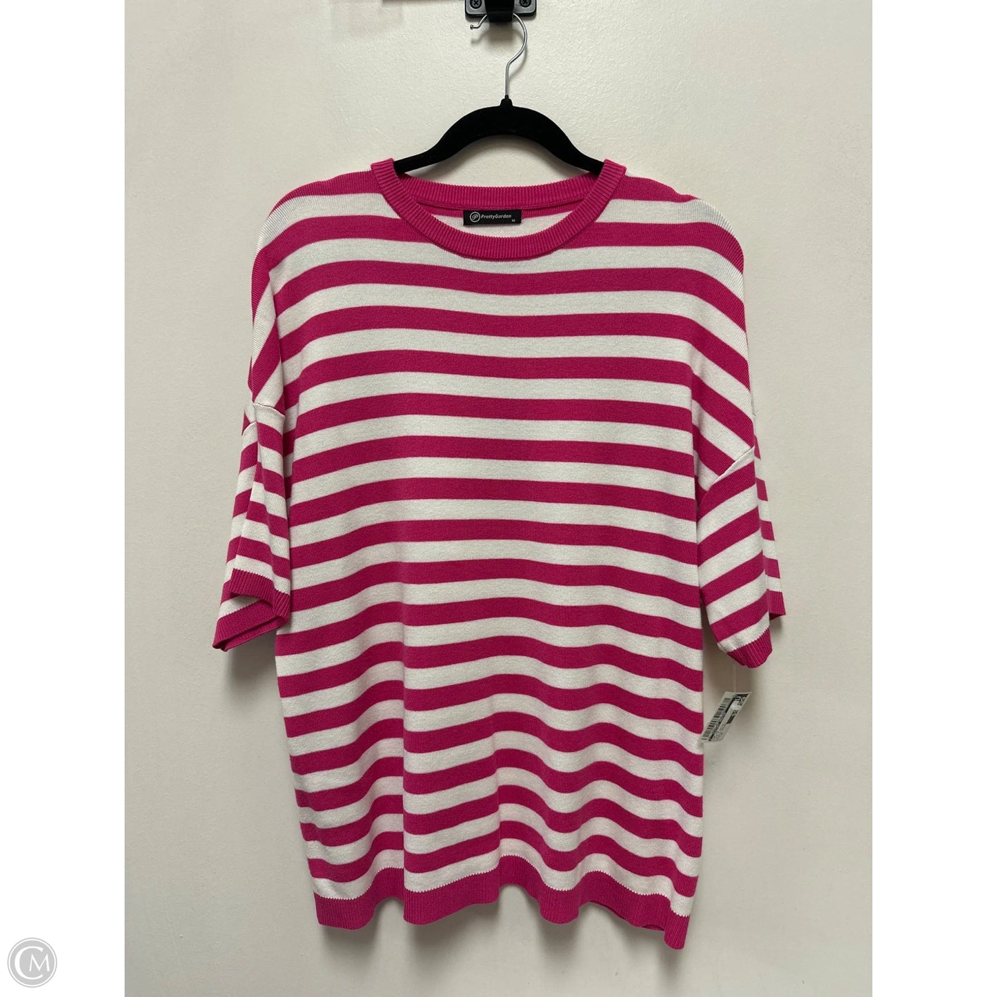 Top Short Sleeve By Clothes Mentor In Pink & White, Size: M