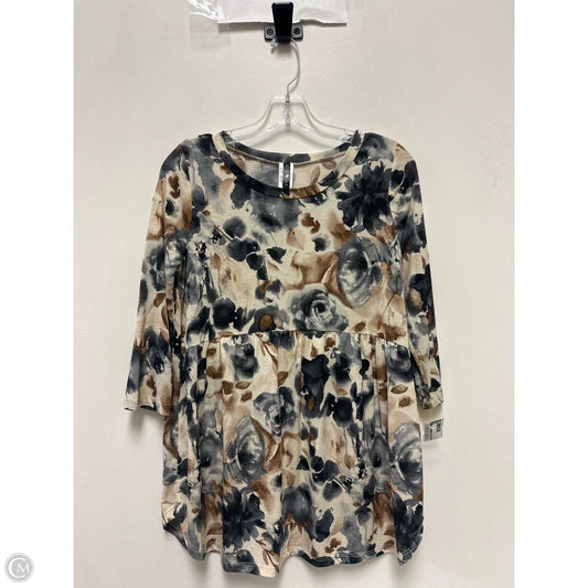 Tunic Long Sleeve By Glitzy Girlz In Black & Brown, Size: S