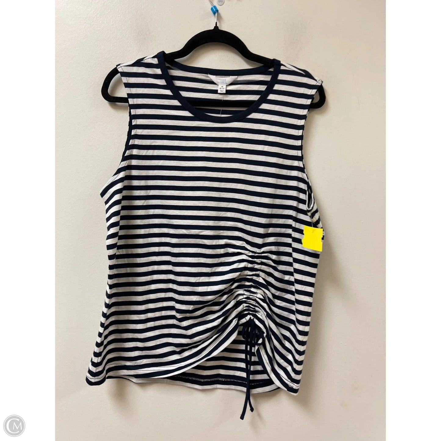 Top Sleeveless By Time And Tru In Blue & White, Size: M