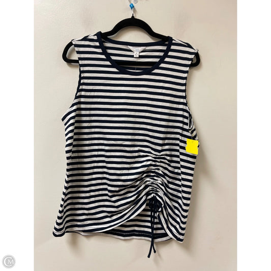 Top Sleeveless By Time And Tru In Blue & White, Size: M