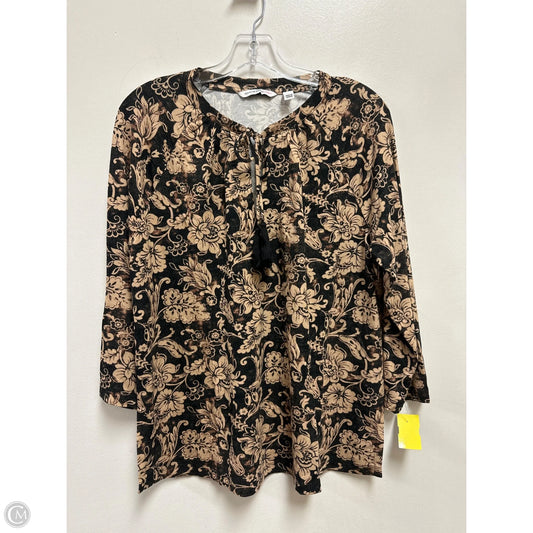 Top Long Sleeve By Isaac Mizrahi Live Qvc In Black & Brown, Size: M