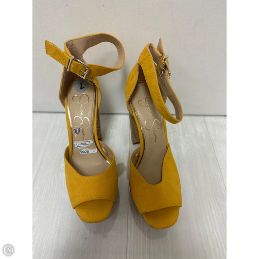 Sandals Heels Block By Jessica Simpson In Yellow, Size: 7