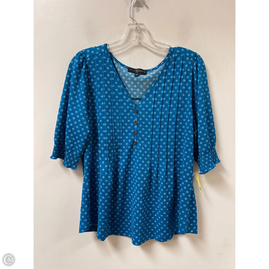 Top Long Sleeve By Fred David In Blue & White, Size: M