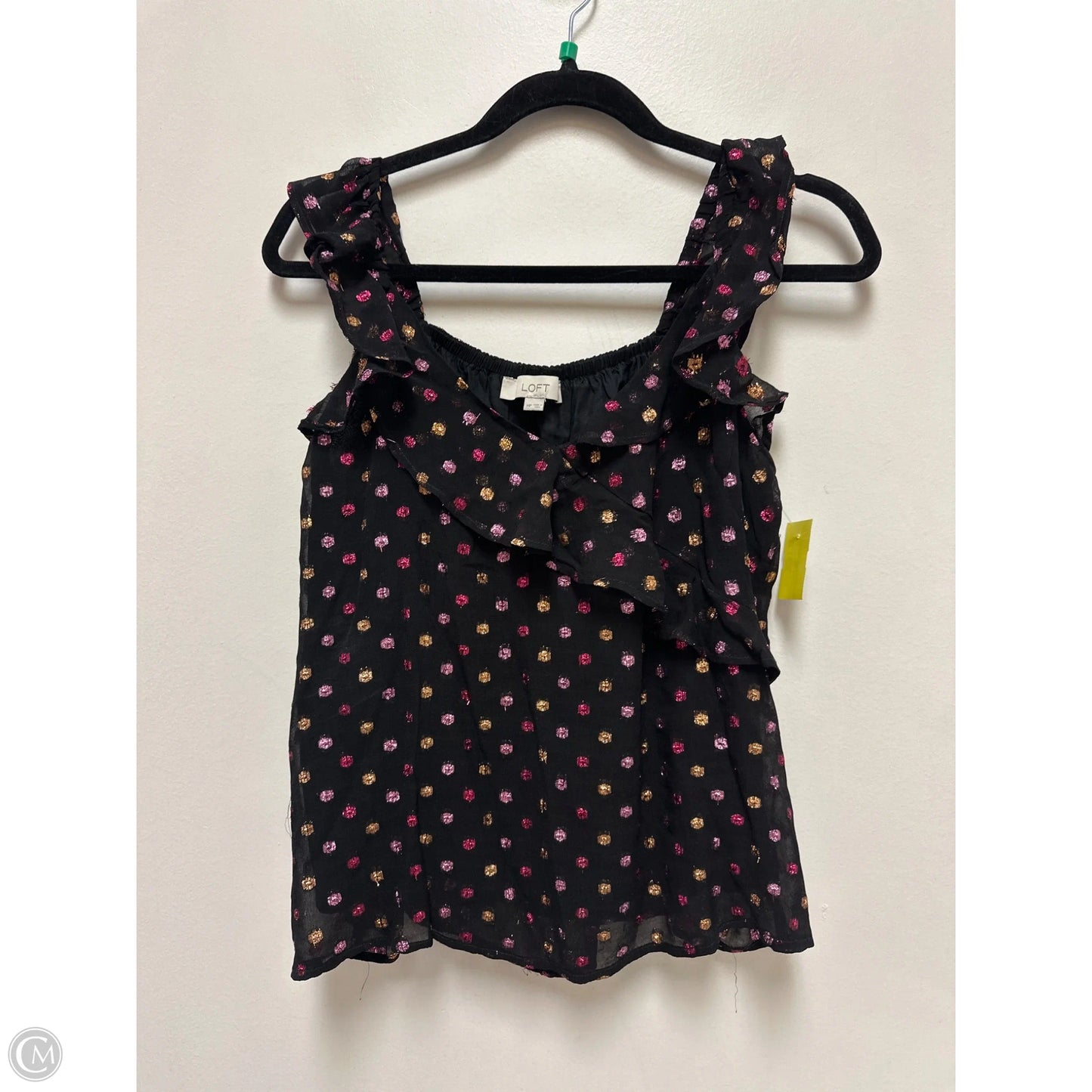 Top Sleeveless By Loft In Black & Pink, Size: Mp