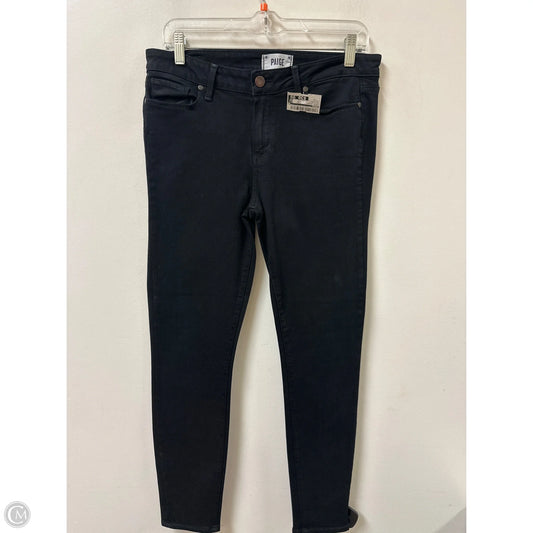 Jeans Skinny By Paige In Black Denim, Size: 12