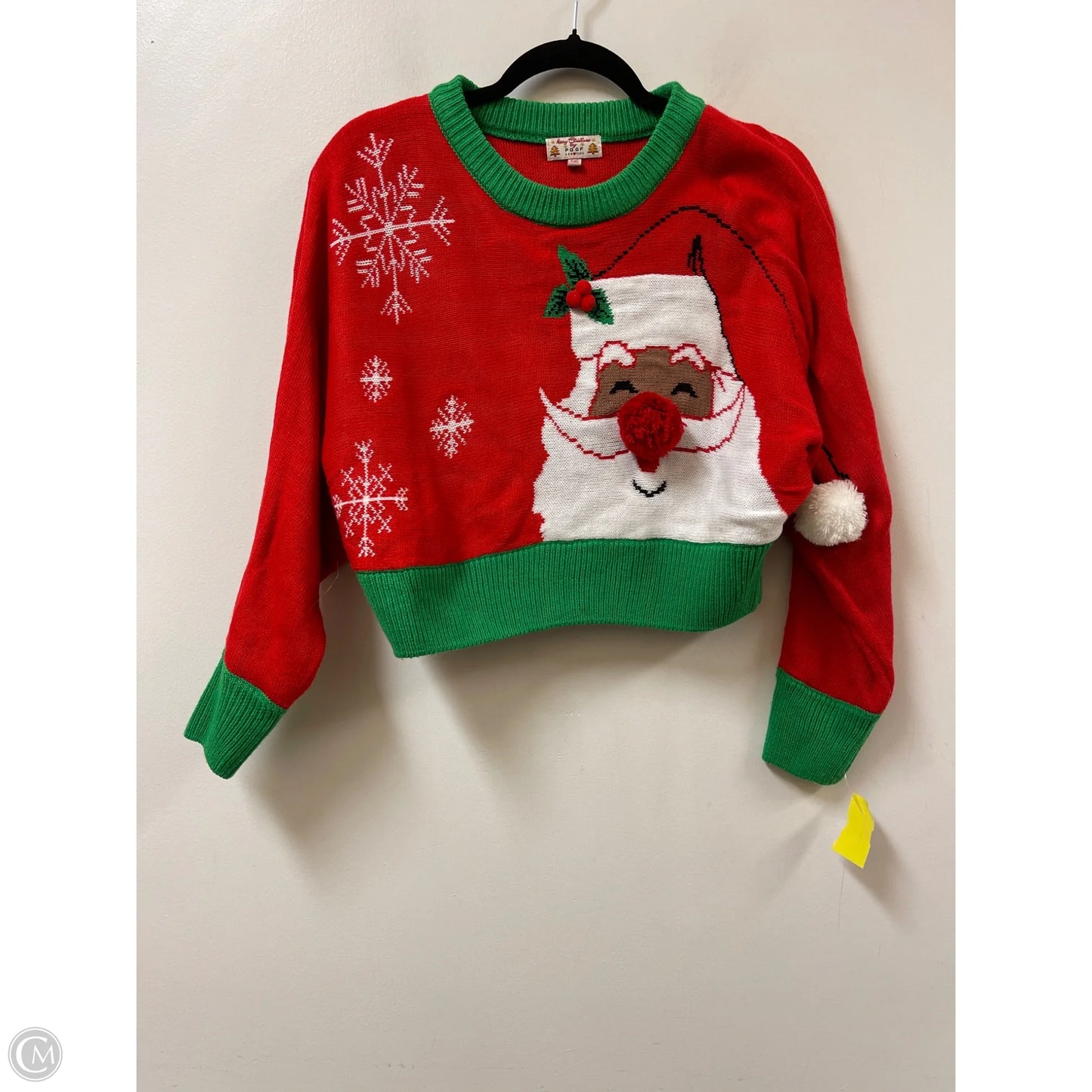 Sweater By Poof In Green & Red, Size: S