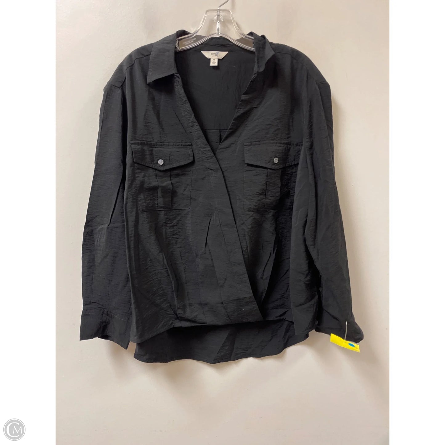 Blouse Long Sleeve By Terra & Sky In Black, Size: Xl