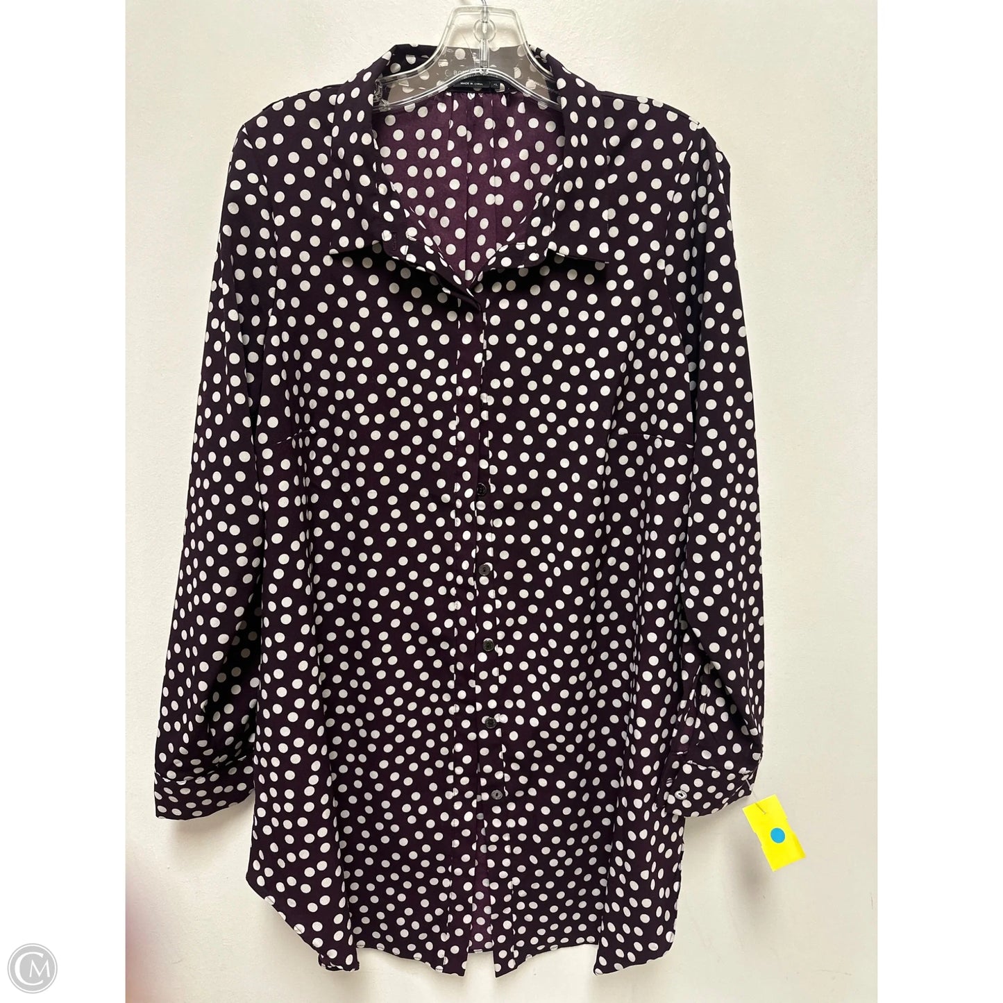 Blouse Long Sleeve By Bcbgmaxazria In Purple, Size: Xl