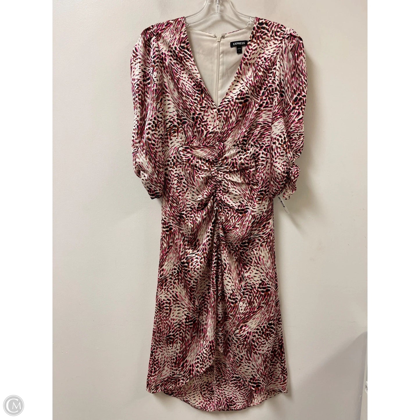 Dress Casual Midi By Express In Brown & Pink, Size: S