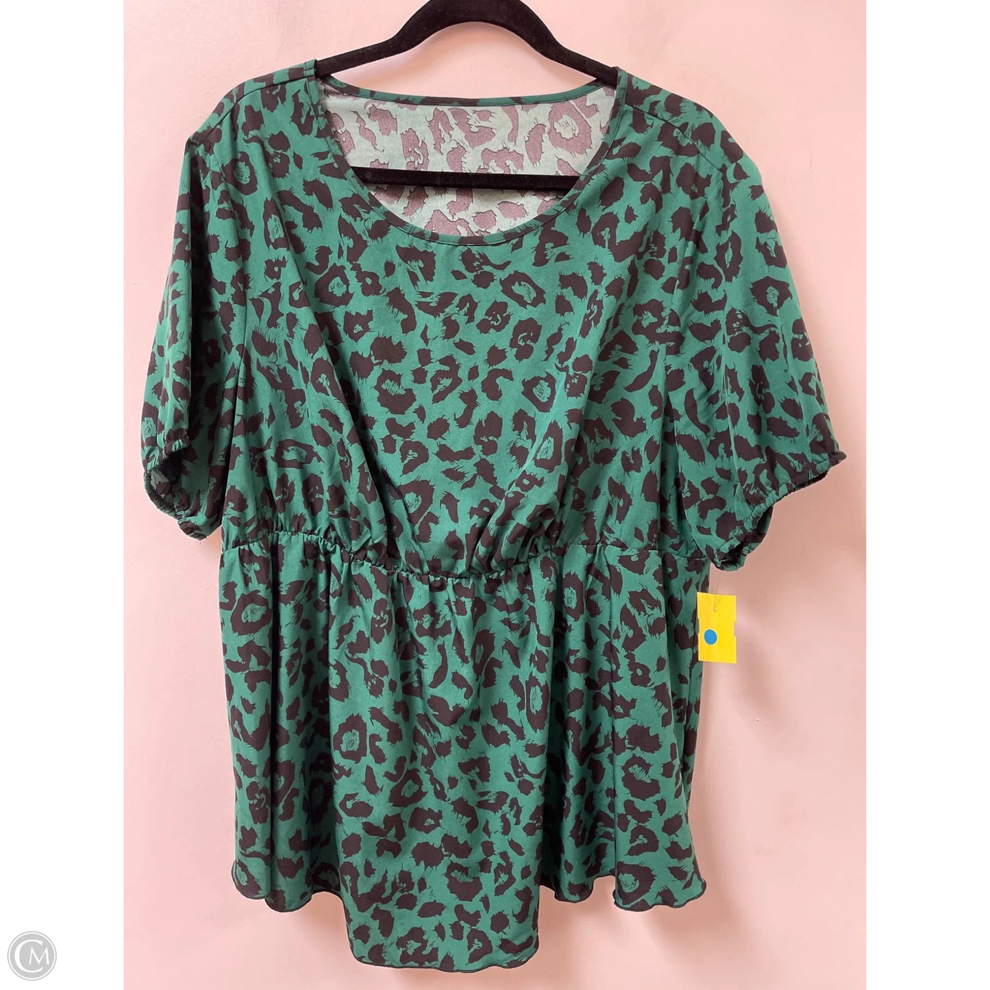 Top Short Sleeve By Shein In Black & Green, Size: 2x