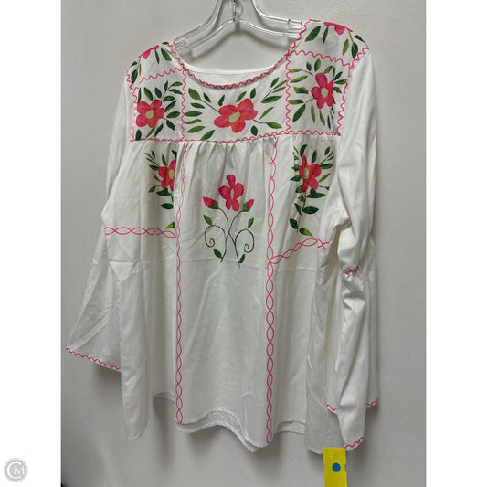 Top Long Sleeve By Clothes Mentor In Pink & White, Size: M
