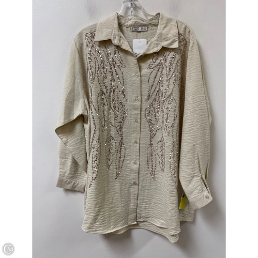 Blouse Long Sleeve By Clothes Mentor In Cream, Size: 1x