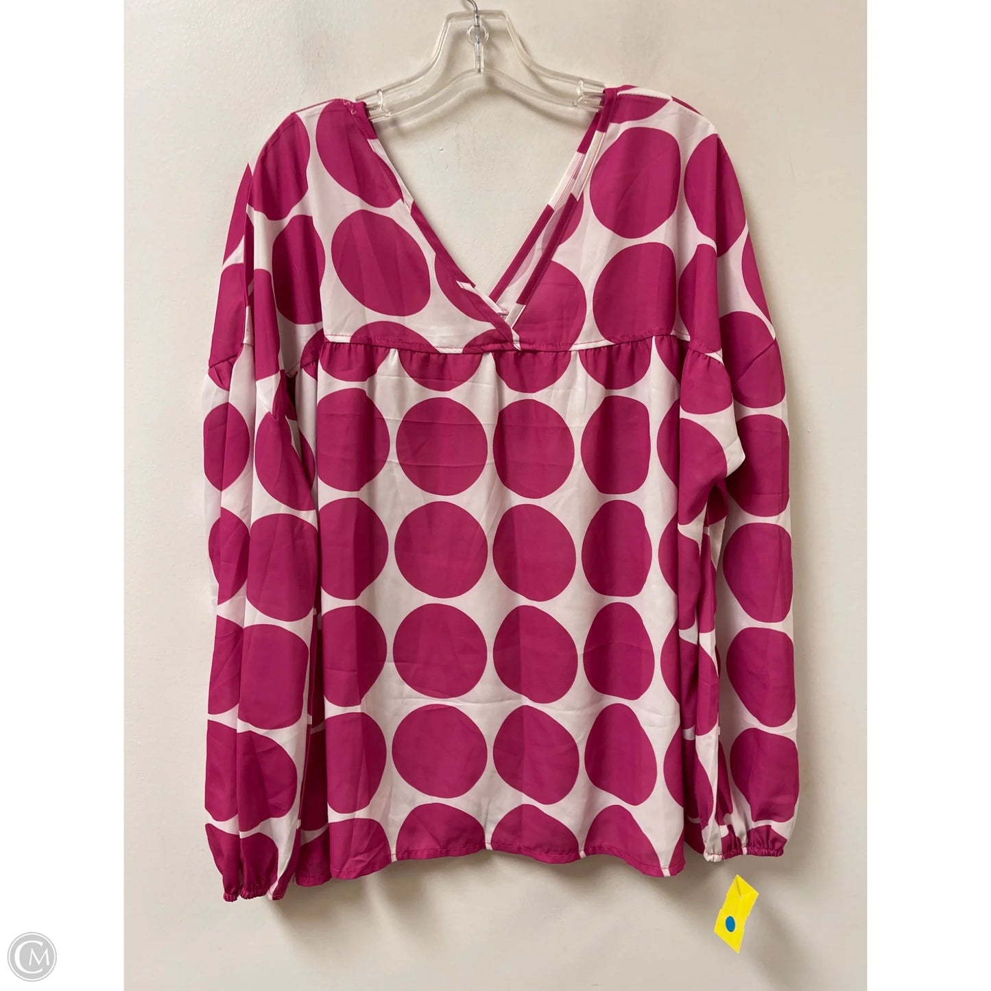 Top Long Sleeve By Clothes Mentor In Pink & White, Size: 1x